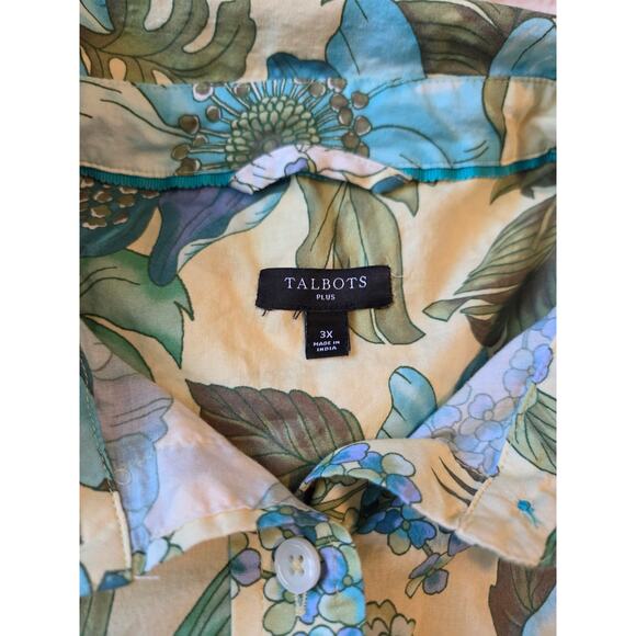 Talbots Tropical Print Long Sleeve Button Down collared shirt 3x - Picture 7 of 9